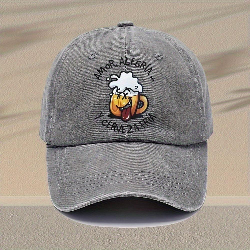 Retro baseball cap with beer glass pattern adjustable lightweight casual hat suitable for gifts or daily wear,