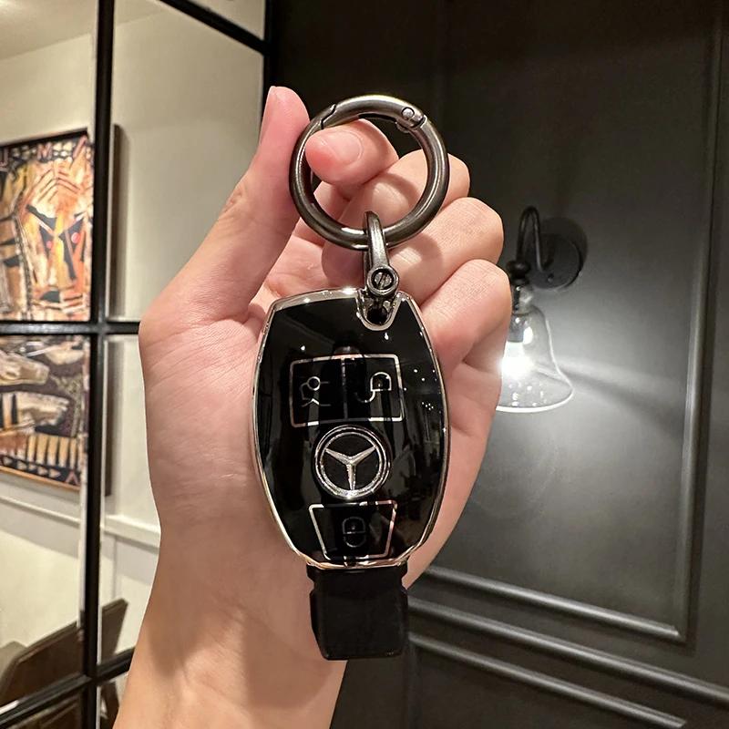 ULA5 Car Key Case Shell Fob For Mercedes Benz A C E S G Class GLC CLE CLA GLB GLS W177 W205 W213 W222 X167 AMG Keychain