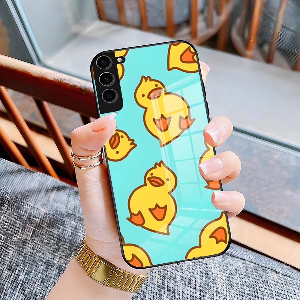Cute Cartoon Duck Phone Case For Samsung S26 S25 Plus S20 S20 Plus S22 Ultra S23 FE S21 Plus S21 Ultra Glass Cover