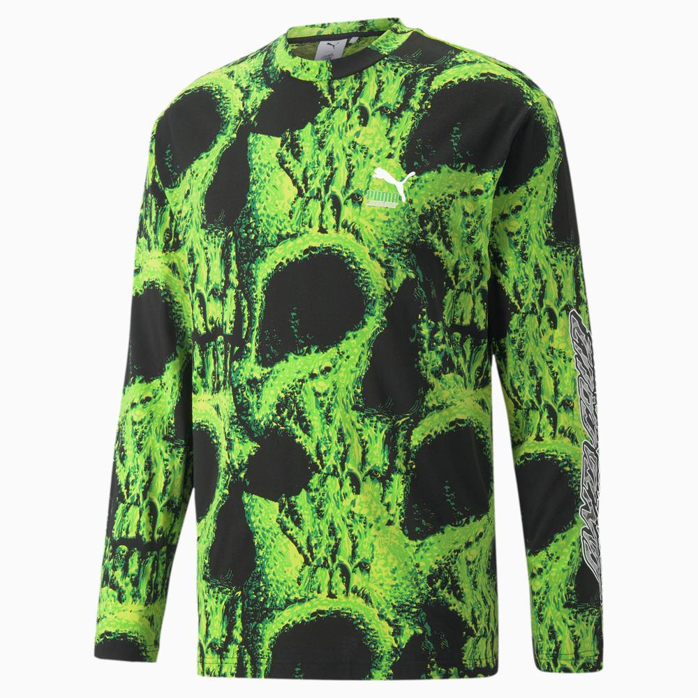 

Puma Skull Print Casual Training Long Sleeve T-Shirt Unisex Tops Green 532262-01 S