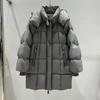 Womens Mid-Length Hooded Puffer Coat With 86-90% White Duck Down Warm Thick Winter Outerwear Loose Fit Elegant Commuter Style