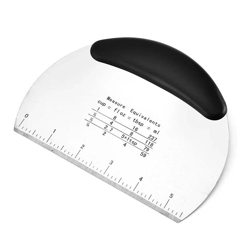 Professioneller Edelstahl-Teigschneider mit Skala, Gebäckschaber, Chopper, Pizzateiler, Halbkreisförmiger Brotseparator, Mehl