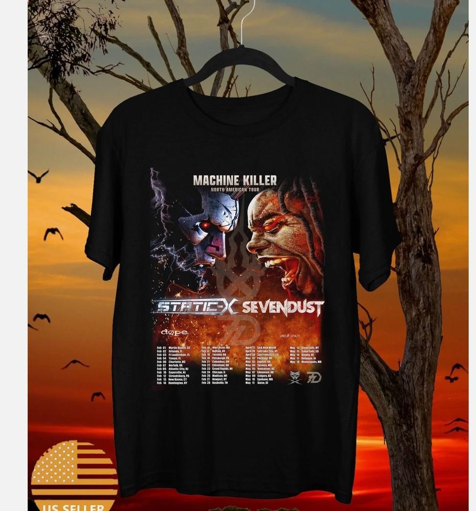 Static-X Sevendust Machine Killer Tour T Shirt Full Size S-5XL Unisex T-Shirt L