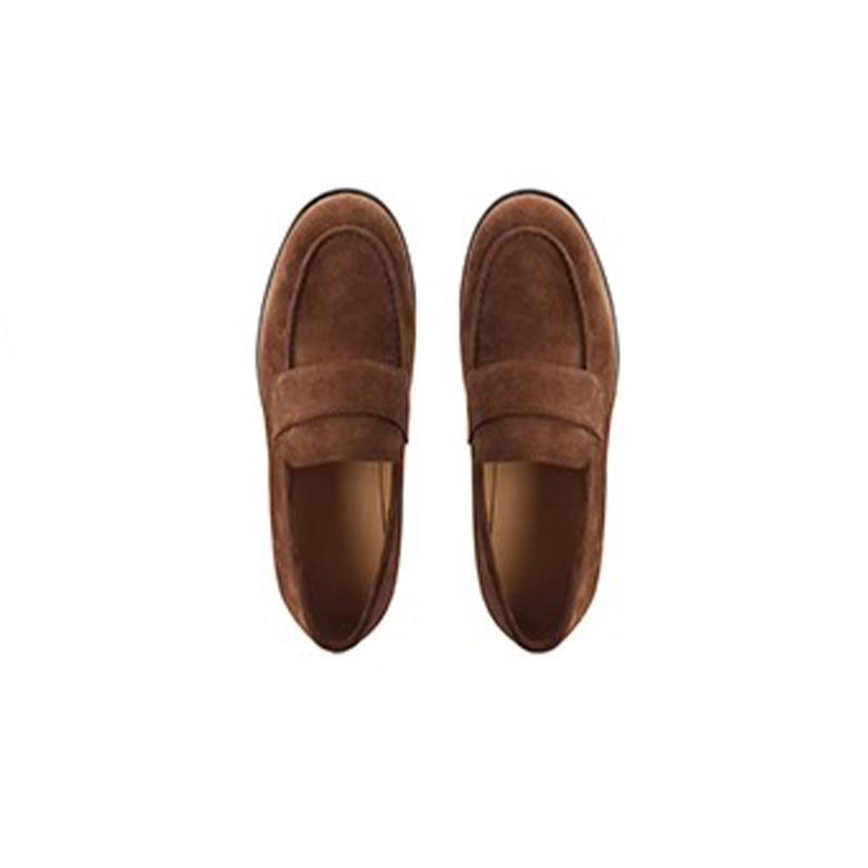 Can be sent! Women's suede single shoes thick heel flat bottom one pedal lazy small leather shoes