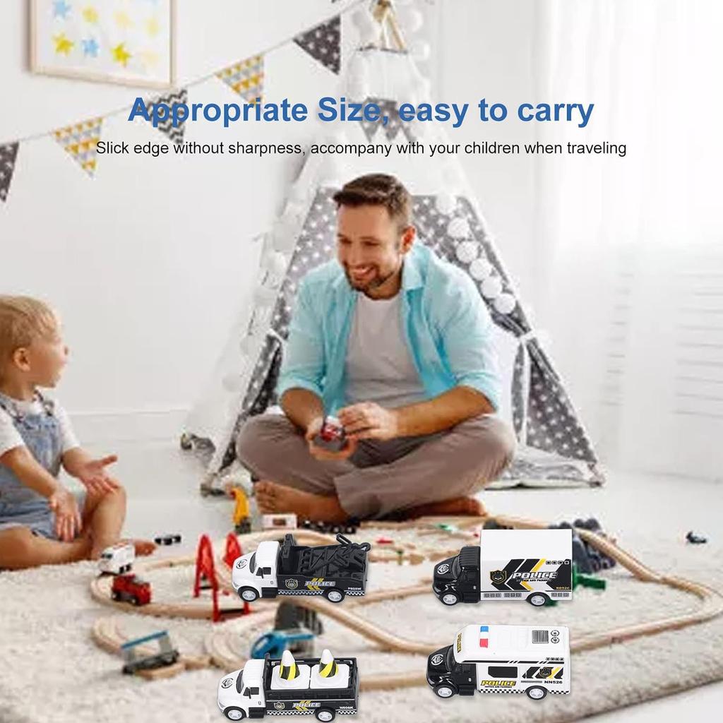 4pcs Pullback City Car Model Set Alloy Cars Toy Play Set City Series Opened Doors Truck Model Toy