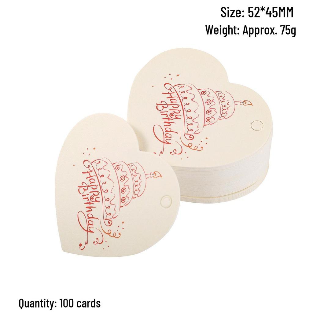 Heart-Shaped Cowhide Paper Blank Tag - Valentine's Day Red Label