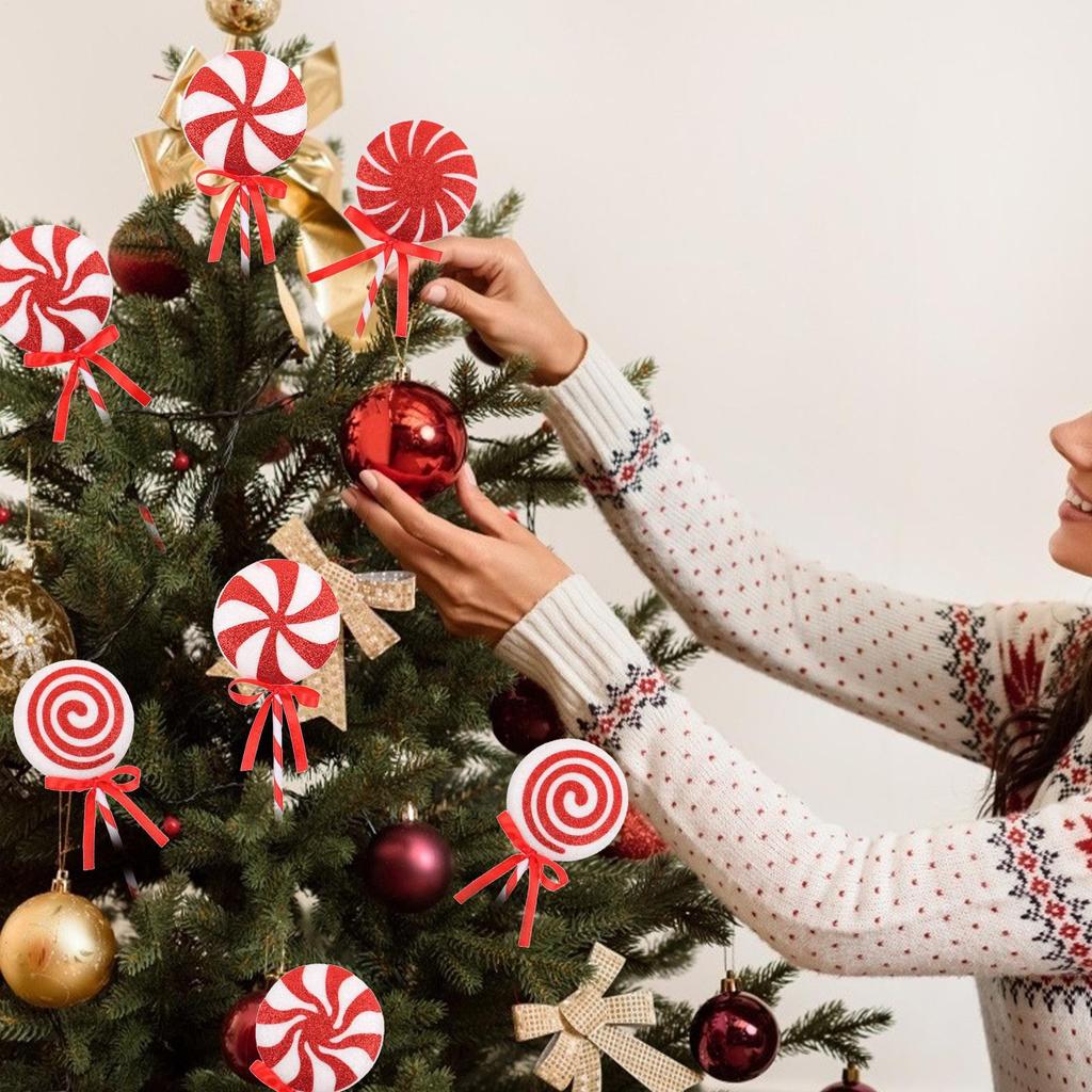 Christmas Foam Lollipop Decorations 4Pcs/set Holiday Christmas Xmas Tree Candy Lollipop Picks Creative Seasonal Decor