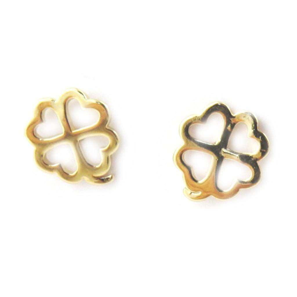 Les Trésors De Lily [M6710] - Gold Plated '4 Leaf Clovers' Earrings