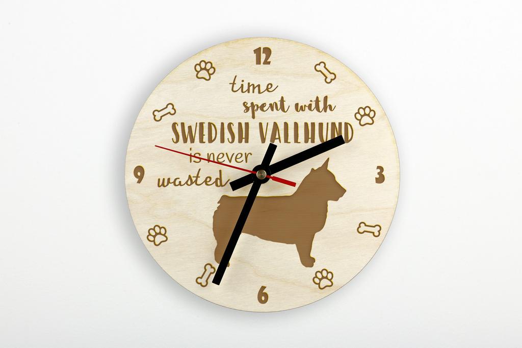 Švédský valhund, Švédský pastevecký pes, Švédský ovčák - hodiny se psem, dřevěné hodiny s rytinou, personalizované hodiny od Art-Dog