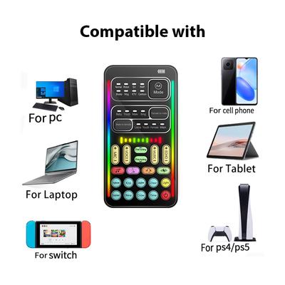 Voice Changer Portable Voice Changer Device with 8 Sound Effects Colorful Light Mini Live Broadcast