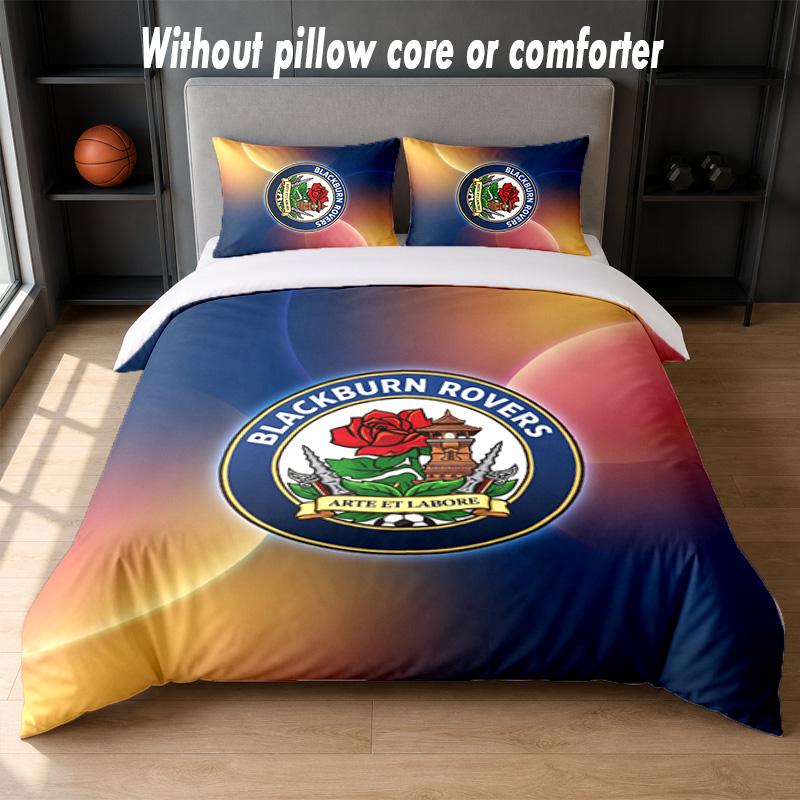 Blackburn Rovers Football Design Bed Bedding Set 1 Duvet Cover + 2 Pillowcases Soft Breathable Household Bed Linens