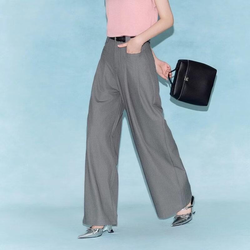 Basic House Women's High-Waisted Pleated Wide-Leg Trousers