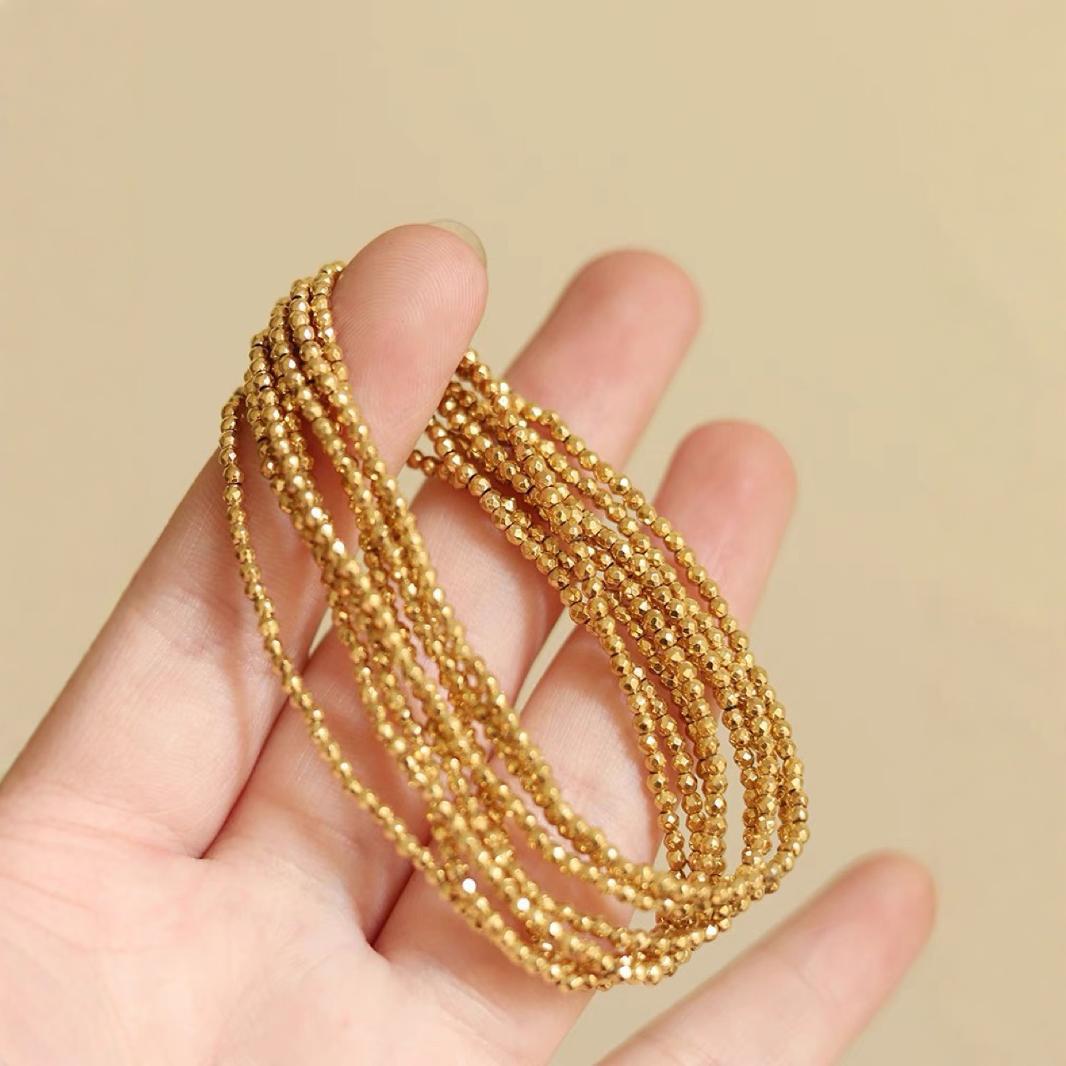 

18K Gold Laser Disco Bead Bracelet: Elegant, Non-Fading, Perfect Best Friend Christmas Gift for Women 3mm laser bead bracelet