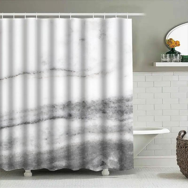 Modern Marble Print Shower Curtain Neutral Color For Bathroom Decor
