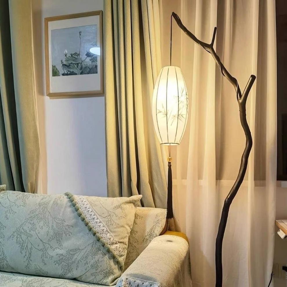 Retro Wabi-Sabi Branch Floor Lamp: Zen Light for Tea Room, Study, or Homestay