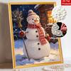Framed Pearl Painting Kit Winter Snowman Design 3D Shiny Bead Art Canvas Relaxing Handmade Craft Gift for Adults Christmas Home Decor Project