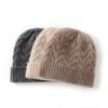Cashmere Autumn and Winter New Style Women's High End Solid Color Knitted Warm and Cold Proof Fashionable Twisted Cuff Casual Hat