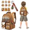 Zaino Capibara per Bambini Protezione Schiena Cartella Scolastica Studente con Portatessere Bambola Impermeabile Grande Capacità Borse per Libri Cartoni Animati