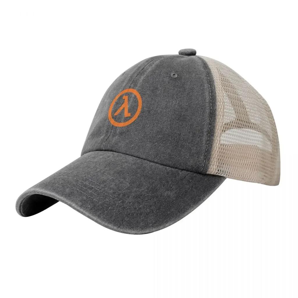 Half life lambda symbol Cowboy Mesh Baseball Cap birthday Visor Anime Caps For Women Unisexs