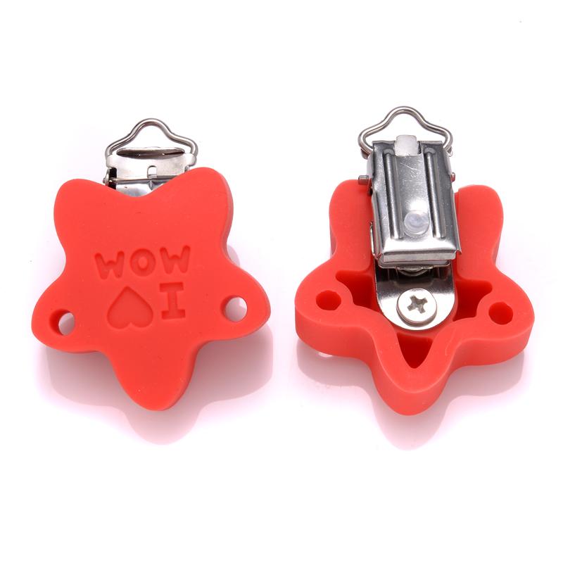 3Pcs Silicone Pacifier Clip Star Heart Round Silicone Clips for DIY Pacifier Chain Accessories Baby Soother Nursing Dummy Holder