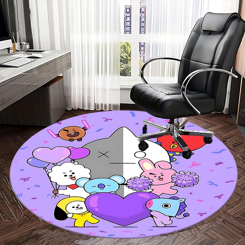 BT21 Merchandise,BTS Goods Chair Mat Round Rug Office Carpet, Non Slip, Suitable for Living Rooms, Bedrooms Decor.1205488a