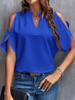Dámské oblečení Letní móda Jednobarevné svetry Topy Ležérní Vystřižené trička s krátkým rukávem Elegantní halenky s výstřihem do V
