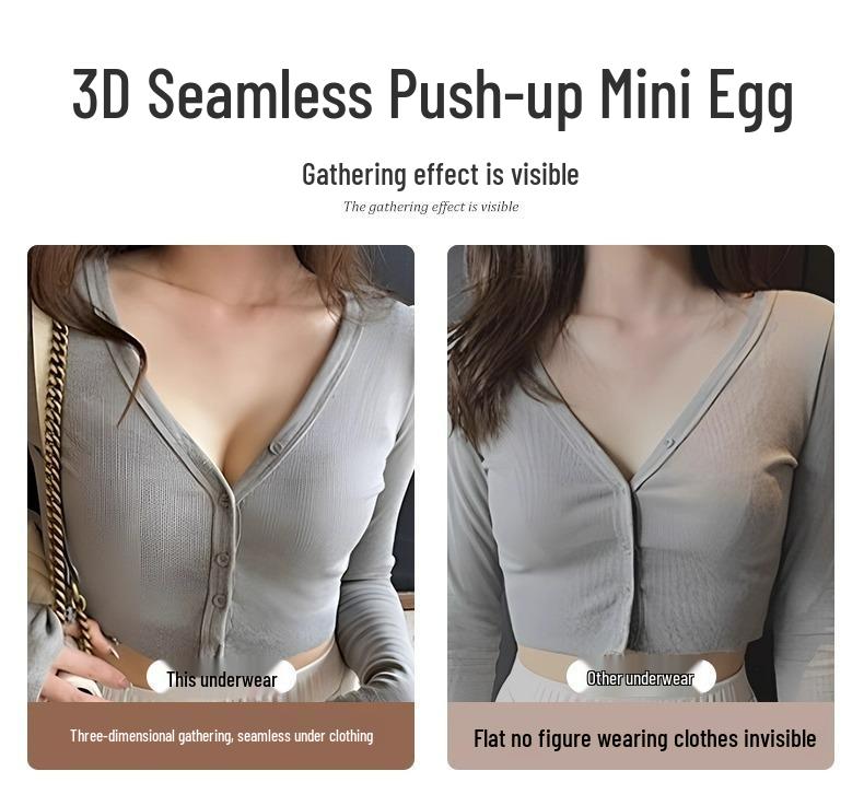 Reggiseno Push-Up Senza Cuciture da Donna - Supporto Invisibile, Scollo a Incrocio sul Collo, Spalline Sottili, Senza Ferretto, Aumento del Seno Piccolo
