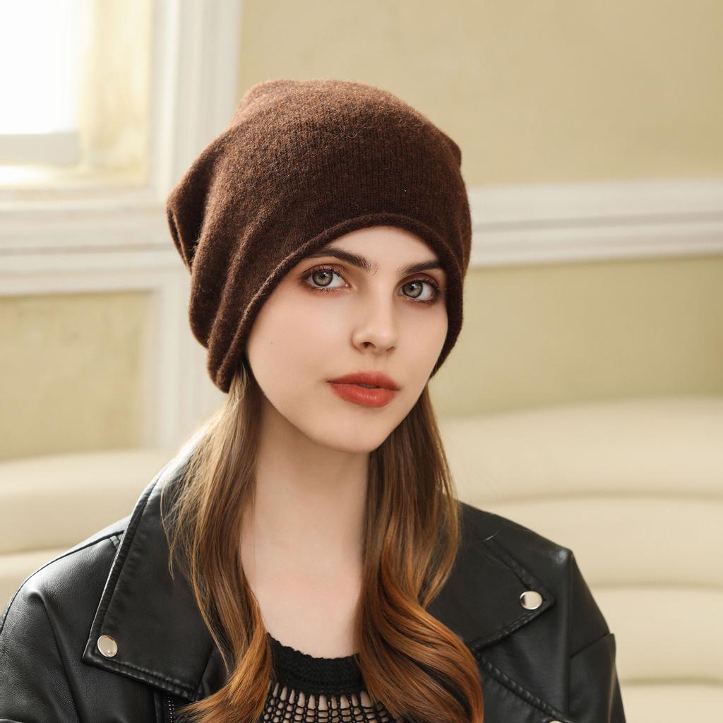 Autumn and winter new hat women's warm ear protection big head circumference cold hat knitted wool pullover hat