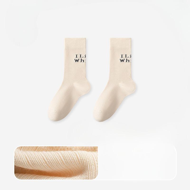 

Female Autumn Cotton Letter Sweat Absorbing Antibacterial Anti Pilling Exercise in The Tube Pile Socks 1 pair сірий