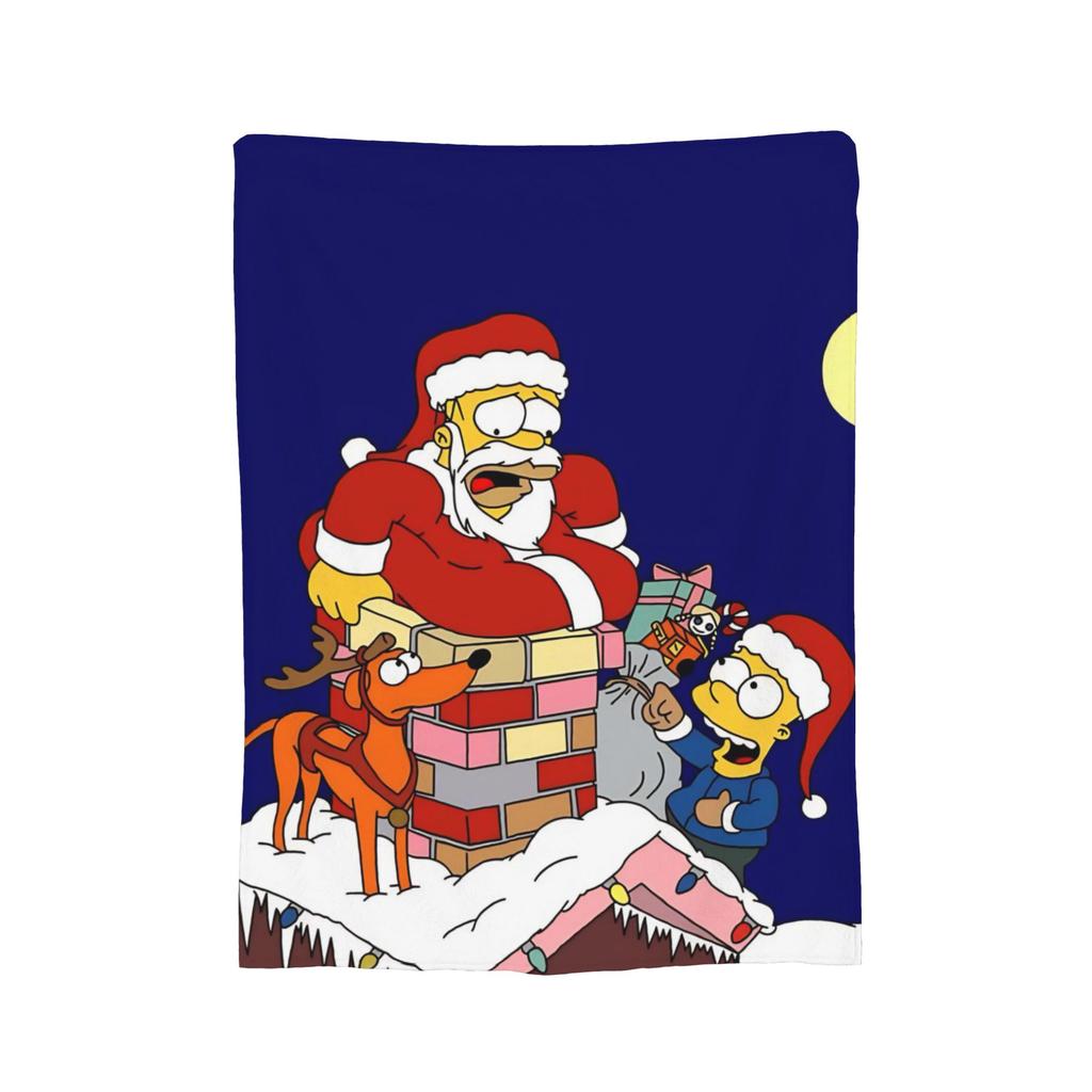 Simpsons Cartoon Blanket Flannel All Season Multi-function Lightweight Thin Throw Blanket for Bed Car Quilt