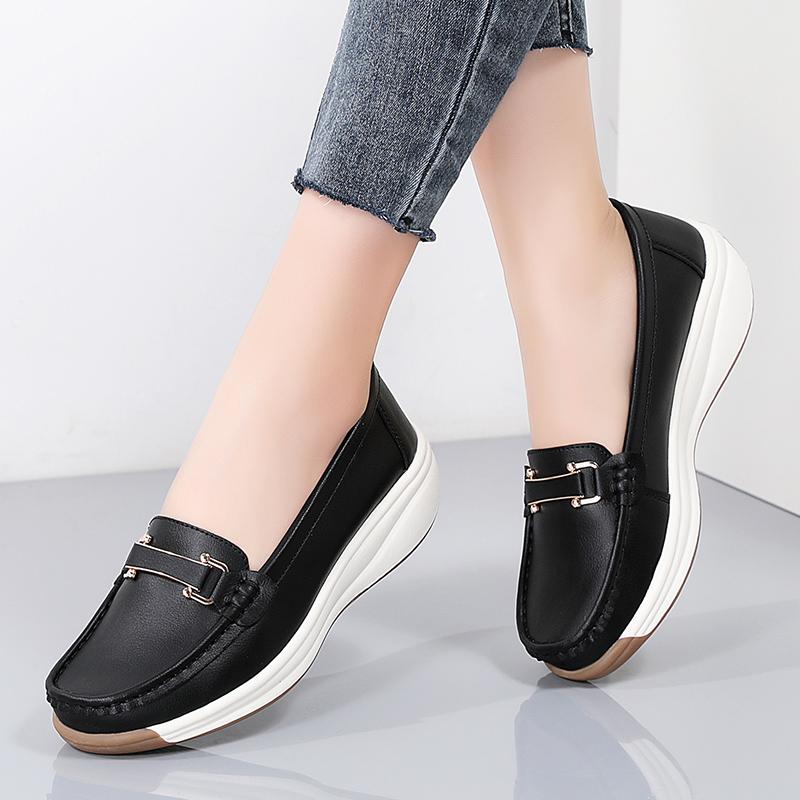 Women's Casual Walking Shoes Wedges Leather Sliders Breathable Non-slip Shoes For Women