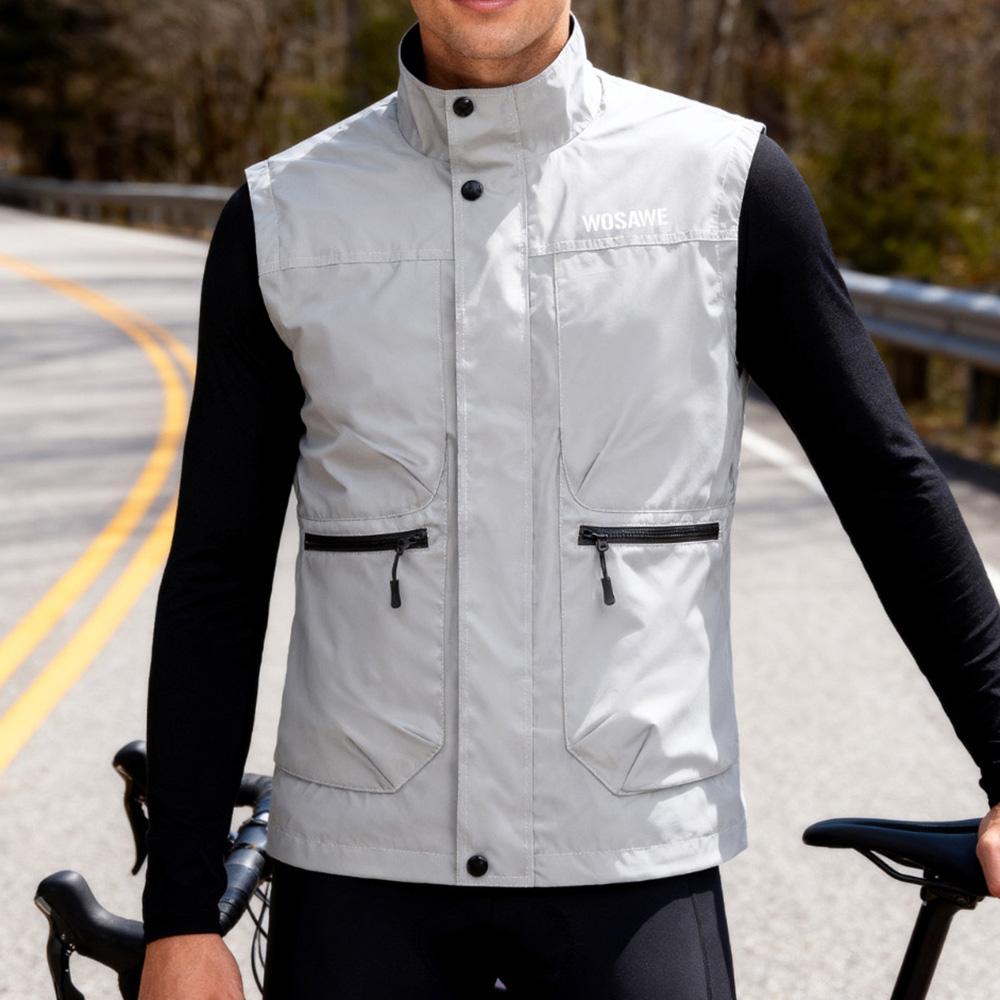 WOSAWE Unisex Voll Reflektierende Fahrradweste Hohe Sichtbarkeit Bike Gilet Winddicht Wasserdicht Ärmellose Jacke für Nachtfahrten