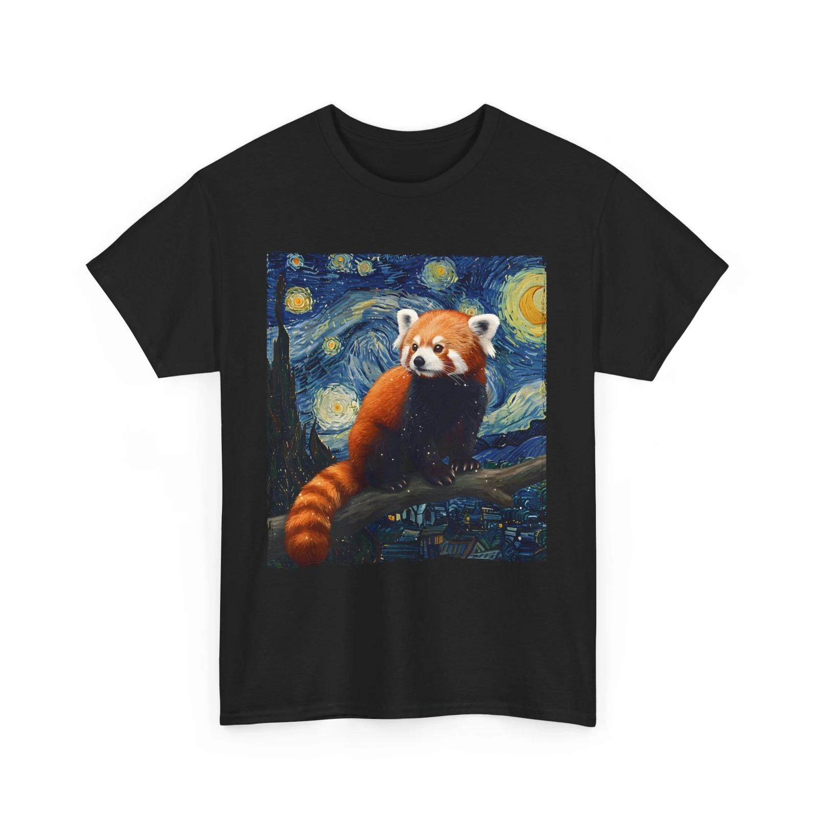 RED PANDA STARRY NIGHT T-Shirt | Artistic Van Gogh Starry Night Style M