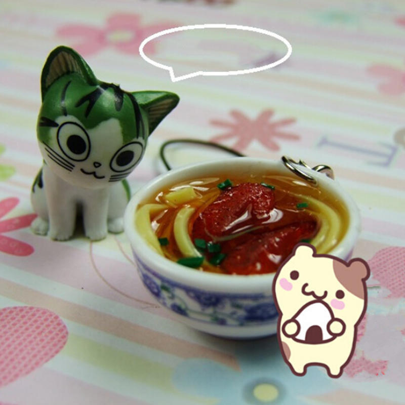 1Pcs Cute Food Simulation Key Chains Chinese Blue And White Porcela