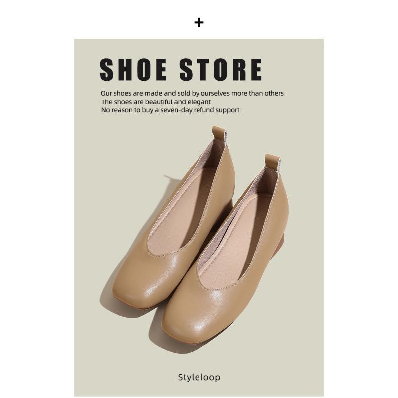 

Женские туфли-лодочки, новые, на низком толстом каблуке, с внутренней платформой, из мягкой кожи, с квадратным носком, женские маленькие размеры 3233 39 хаки