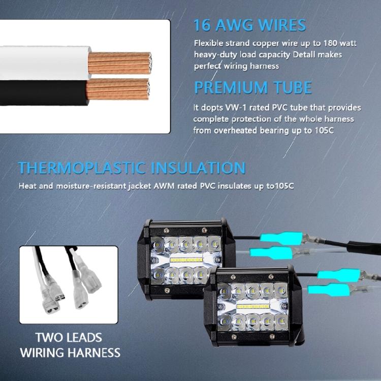 Motorcycle Fog Light Wiring Harness Lamp Headlamp Switch Wire Cable with 2 Plugs