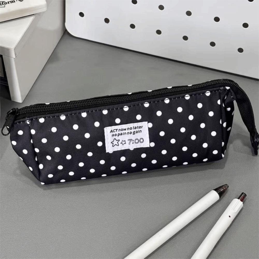 Large Capacity Polka Dot Pencil Case Korean Style Pen Case Aesthetic Pencil Pouch Students