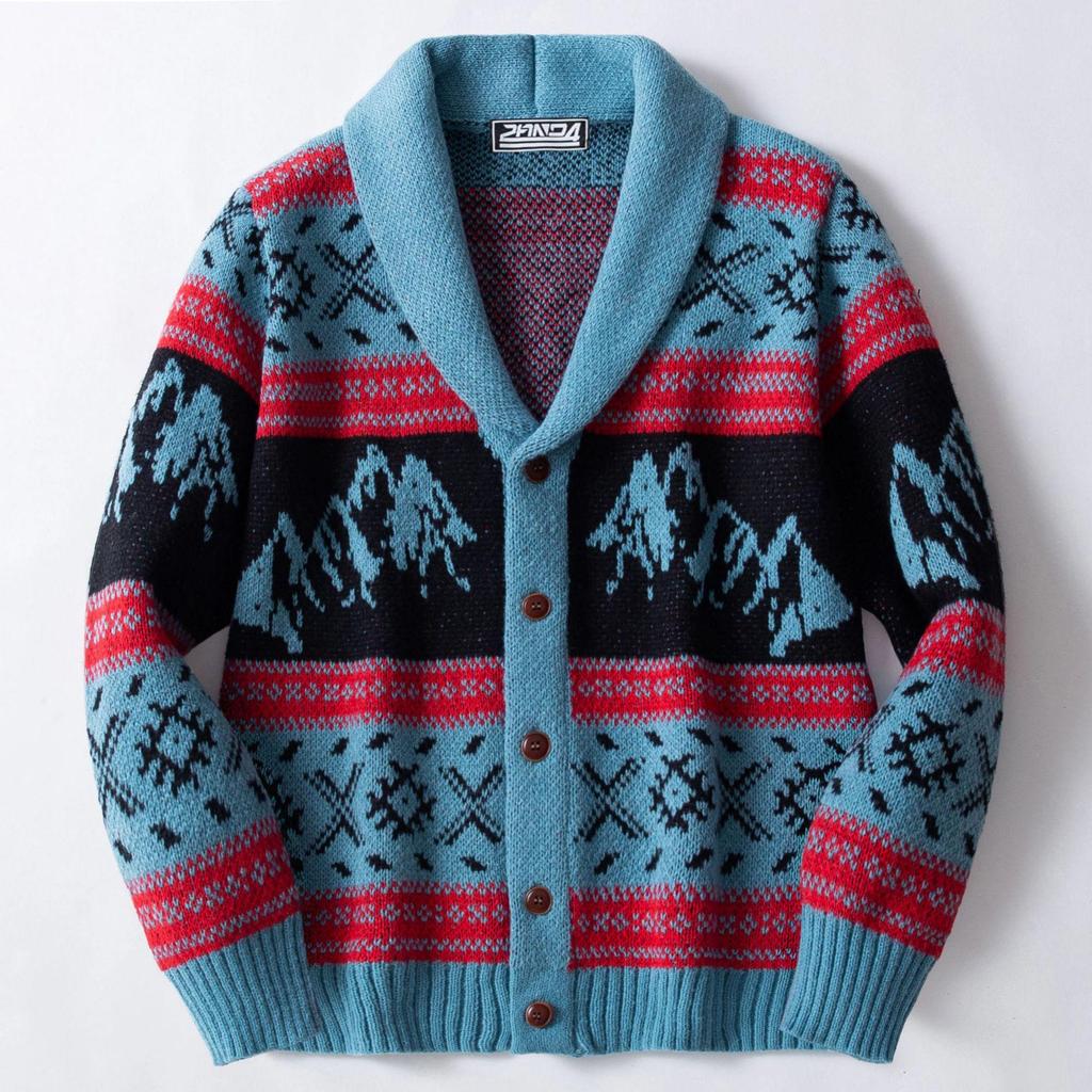 Men's European Retro Jacquard Knit Cardigan - Outdoor Winter Sweater SY0173