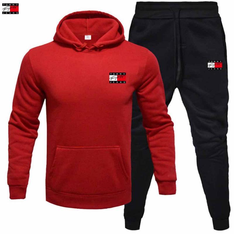 Men's Fleece Hooded Pullover & Sweatshirt Set - Autumn/Winter Casual Sportswear