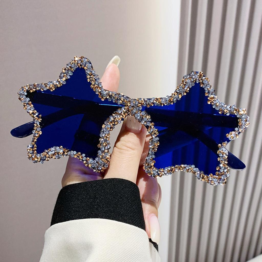 Five-pointed Star Personalized Ocean Candy-colored Sunglasses, Handmade With Rhinestones, Perfect For Photos, Clubbing, And Street .