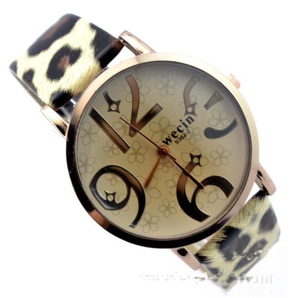 Moda Kadın Leopar Kuvars Bilek İzle Pu Deri Bant Saatler