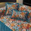 French Ruffled Edge Mat Aesthetic Anti-Slip Cooling Flower Printed Couch Cushion Mats  Autumn Universal Chenille Sofa Cover