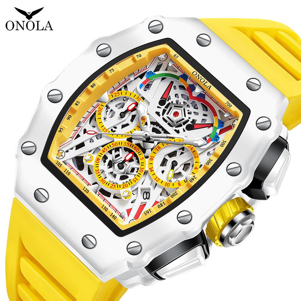 Onola Multifunctional Fashion Waterproof Quartz Men'S Watch Silicone Band Sports Watch