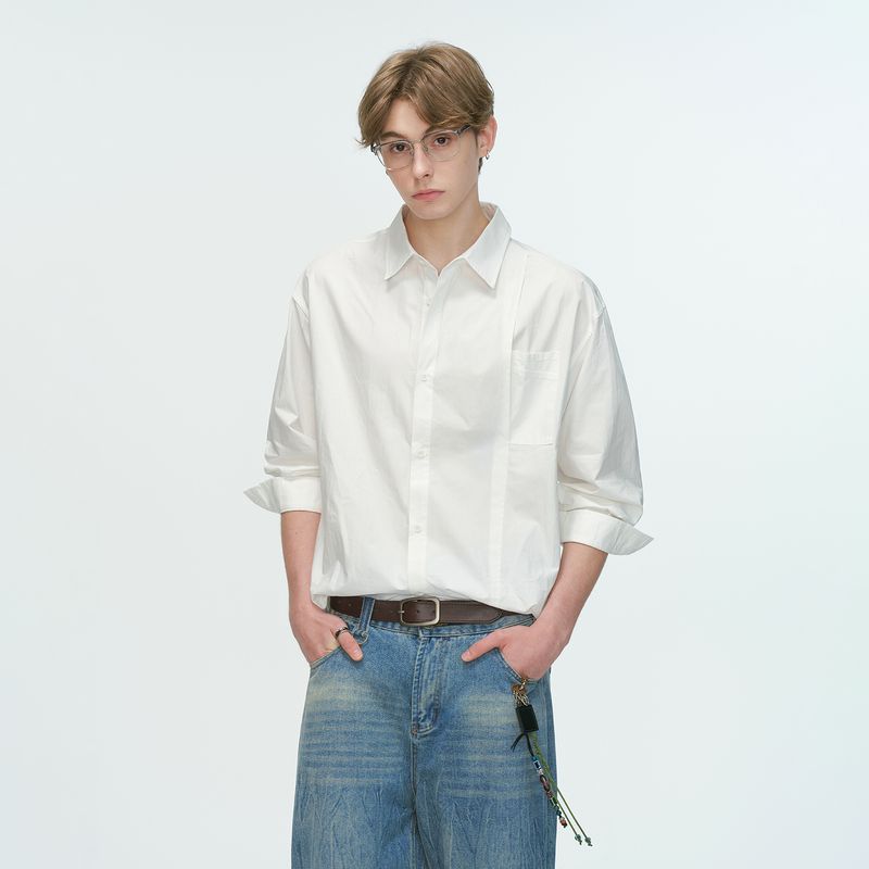 Dream made American cleanfit Normcore White Shirt Men's Spring and Autumn Casual Inner Work Clothing Shirt