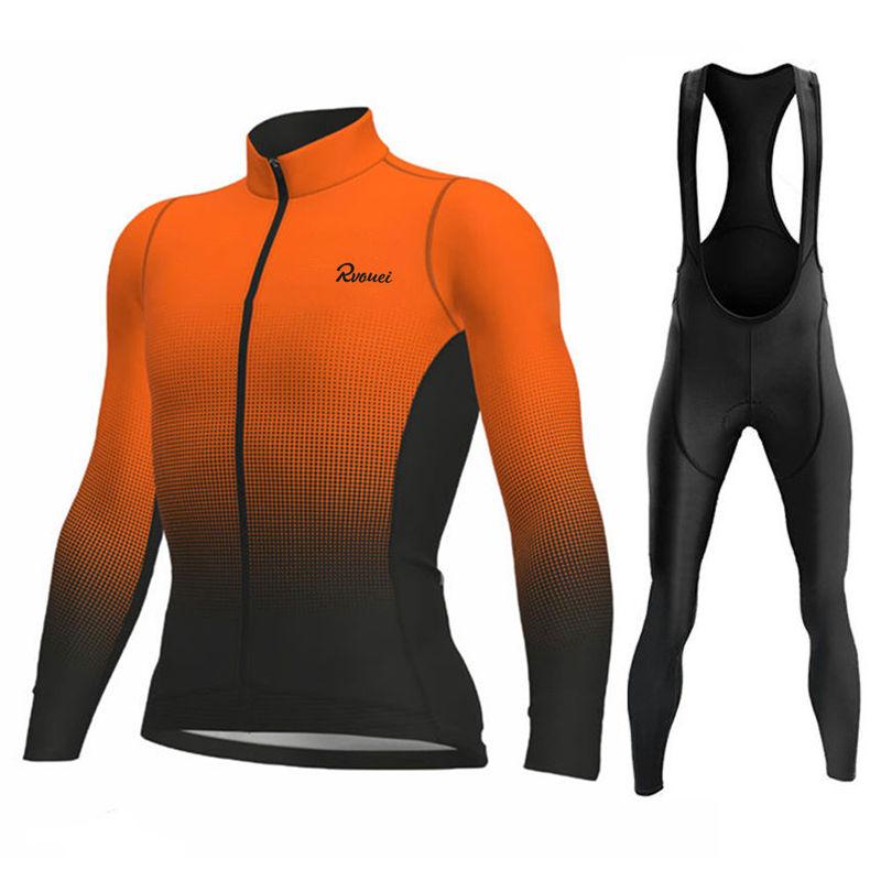 Rvouei New Pro Team Breathable Long Sleeve Men Cycling Jersey Set MTB Bike Clothing Autumn Bicycle Clothes Maillot Ropa Ciclismo
