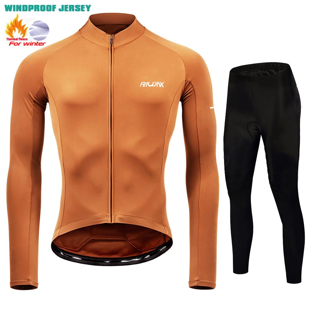 Raudax Winter Mountain Bike Jersey Ropa De Hombre Thermal Fleece Keep Warm Road Bike Sportswear 2026 Winter Velvet Warm Cycling Clothing Suit Set