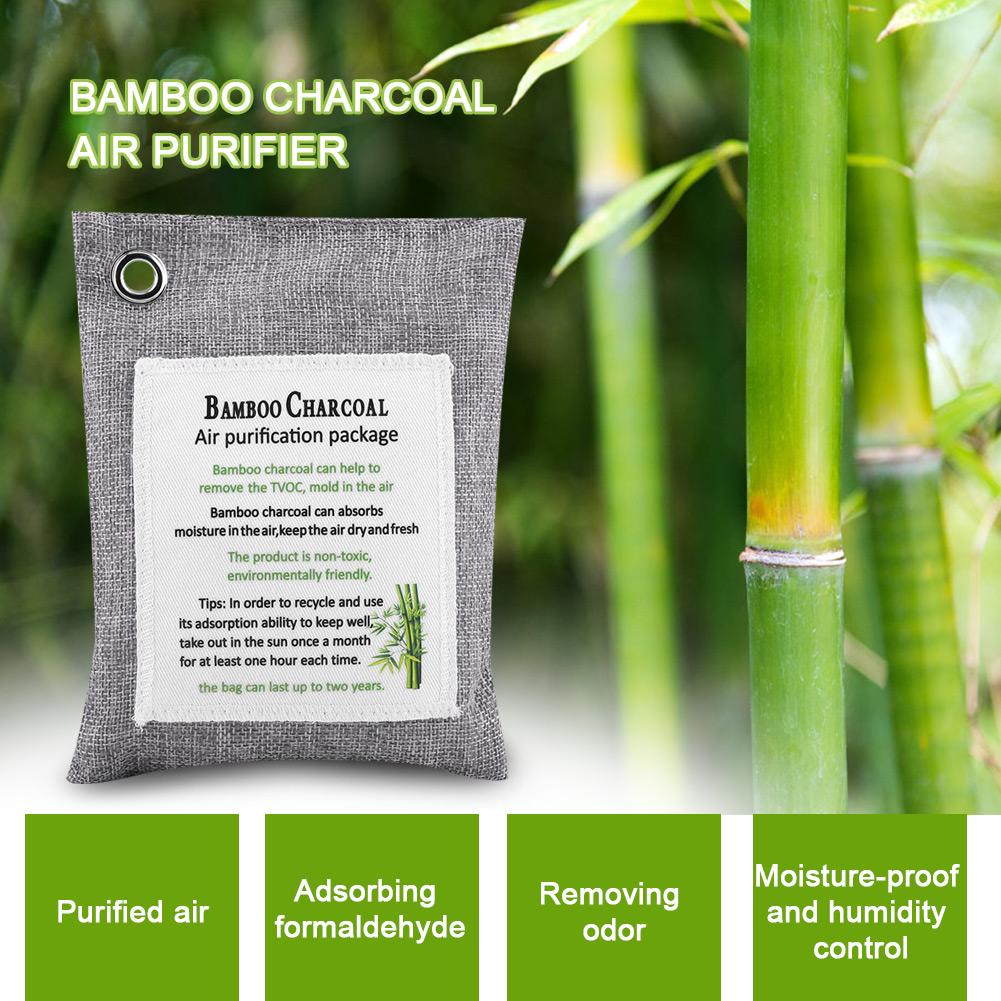 8 Couleurs   Sac Purifiant Charbon Actif Bambou Purificateur d'Odeur Désodorisant Voiture Gris