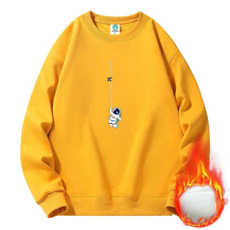 

Утолщенный флисовый свитер с круглым вырезом, мужской и женский трендовый свободный пуловер, топ для пары, универсальная нижняя рубашка 5XL жёлтый