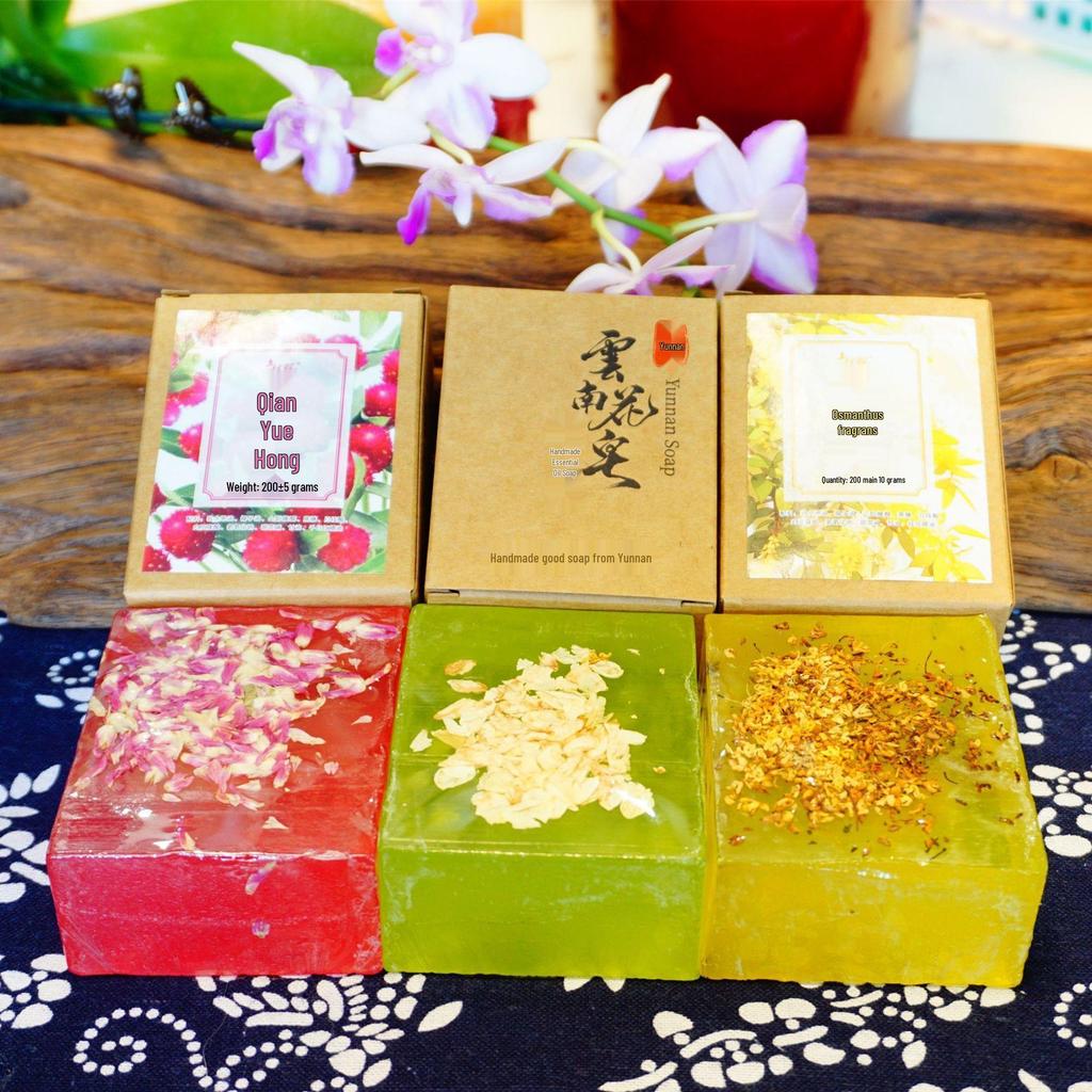 200g Yunnan Handmade Rose & Osmanthus Essential Oil Soap for Face, Hand, and Bath - Fresh Flower Scent