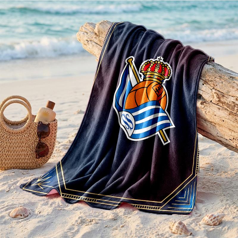 Asciugamano da Spiaggia in Microfibra con Stampa FC Real Sociedad Asciugatura Rapida Assorbente Grande Asciugamano per Spiaggia Nuoto Viaggio